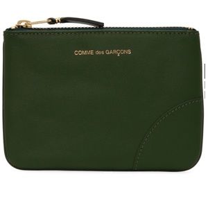 COMME DES GARÇONS WALLETS- Green Leather Line Pouch